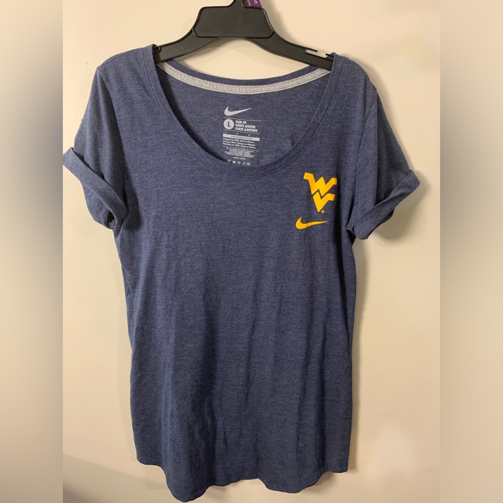 Nike Women's Navy Short Sleeve Tee with Yellow WV & Swoosh